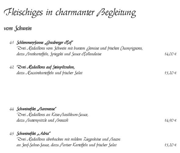 Usere - Abendkarte - im Grasberger Hof