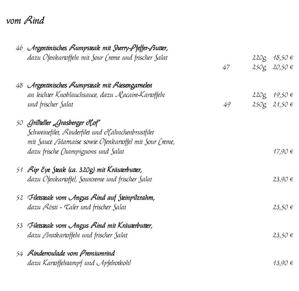 Usere - Abendkarte - im Grasberger Hof