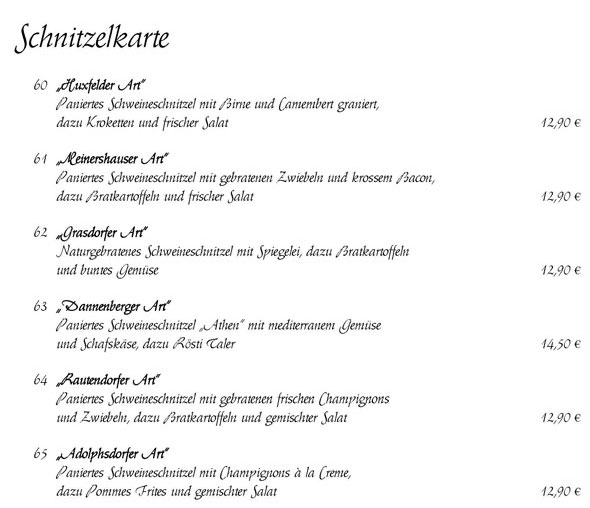 Usere - Abendkarte - im Grasberger Hof